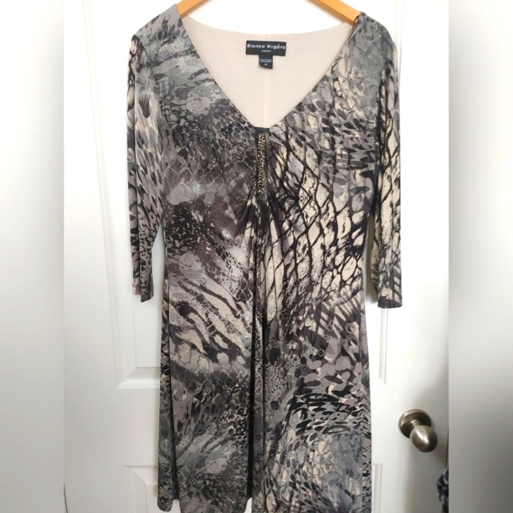 🌞Bianca Black & Gray Patterned Lined Dress ~ Size 12